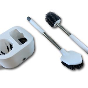 Alternative view of Double balayette WC à réservoir | Support avec essorage | Poils silicone