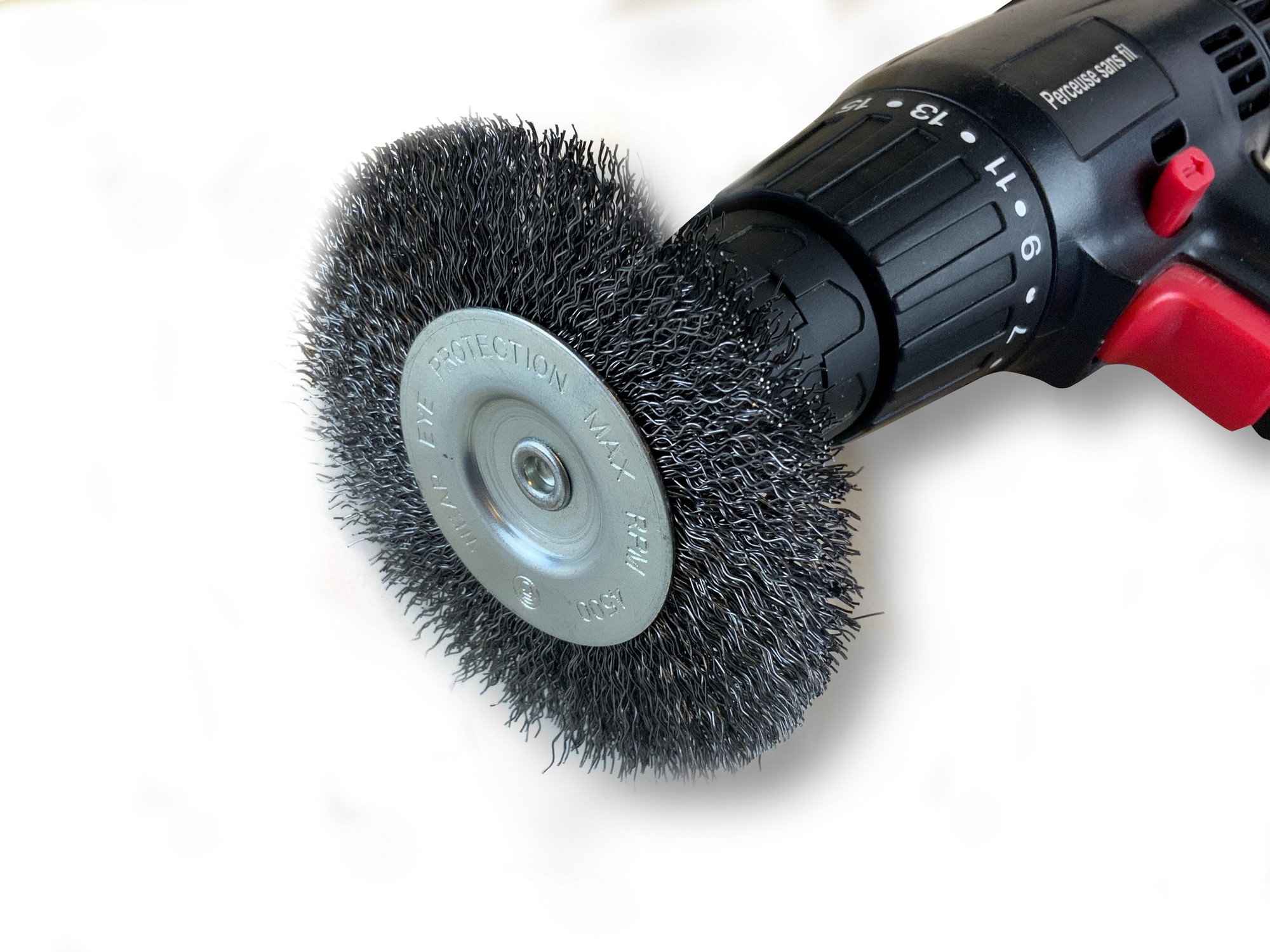Brosse circulaire métallique sur tige Ø 100 mm | Fil acier dur – Image 5