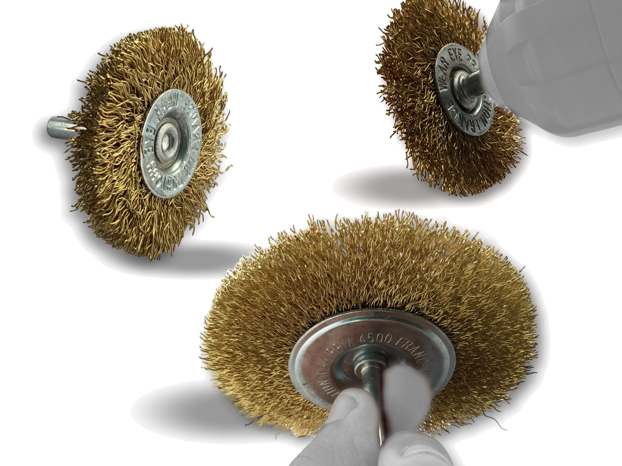 Assortiment divers de brosses rotatives circulaires sur tiges – Image 3