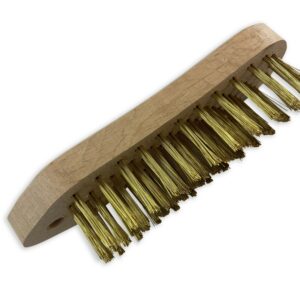 Brosse métallique à main type violon | Fil laiton ou inox rond lisse sur 5 rangs - 5 rangs laiton, Quantité x 1