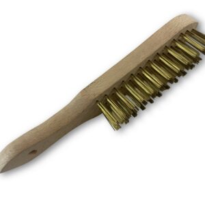 Brosse métallique à main type soudeur | Fil laiton ou inox rond lisse sur 4 rangs - 4 rangs laiton, Quantité x 1