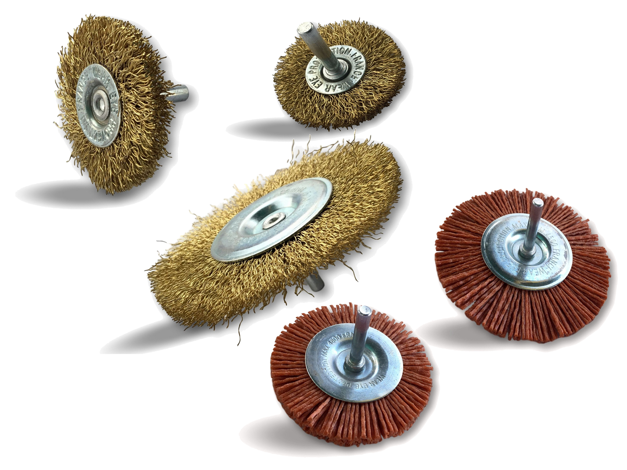 Assortiment divers de brosses rotatives circulaires sur tiges – Image 5