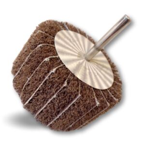 Roue abrasive de polissage satinage sur tige | Lamelles tissu abrasif et mousse abrasive