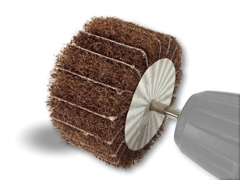 Roue abrasive de polissage satinage sur tige | Lamelles tissu abrasif et mousse abrasive – Image 4