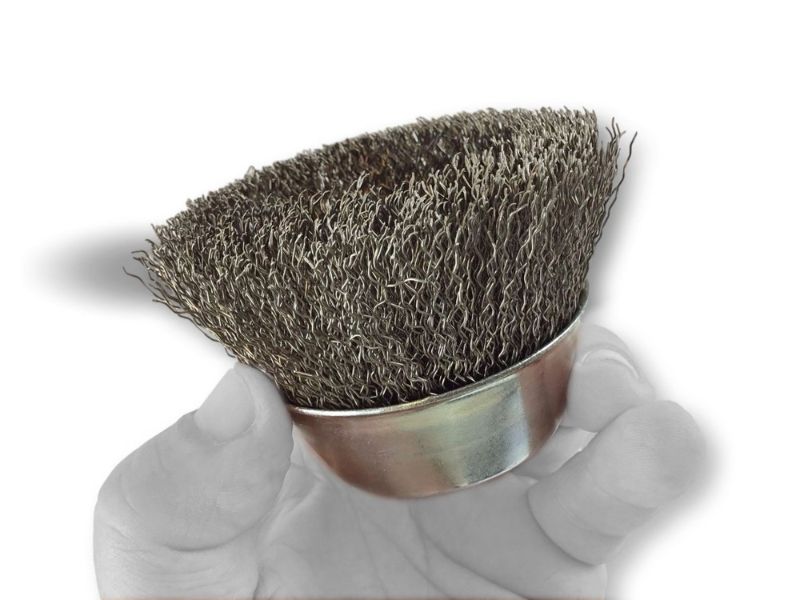 Brosse coupe rotative boisseau meuleuse d'angle | Garnissage Inox ondulé souple ou dur – Image 3