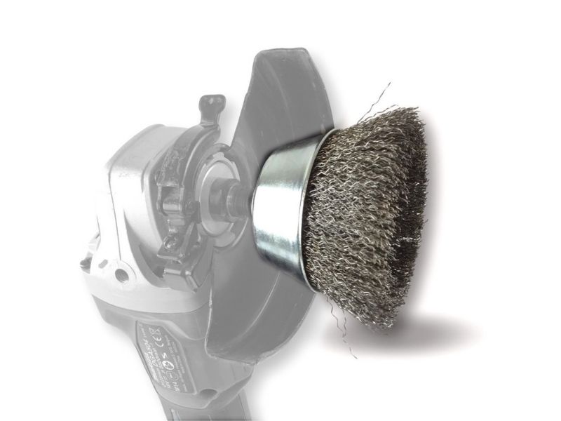 Brosse coupe rotative boisseau meuleuse d'angle | Garnissage Inox ondulé souple ou dur – Image 4