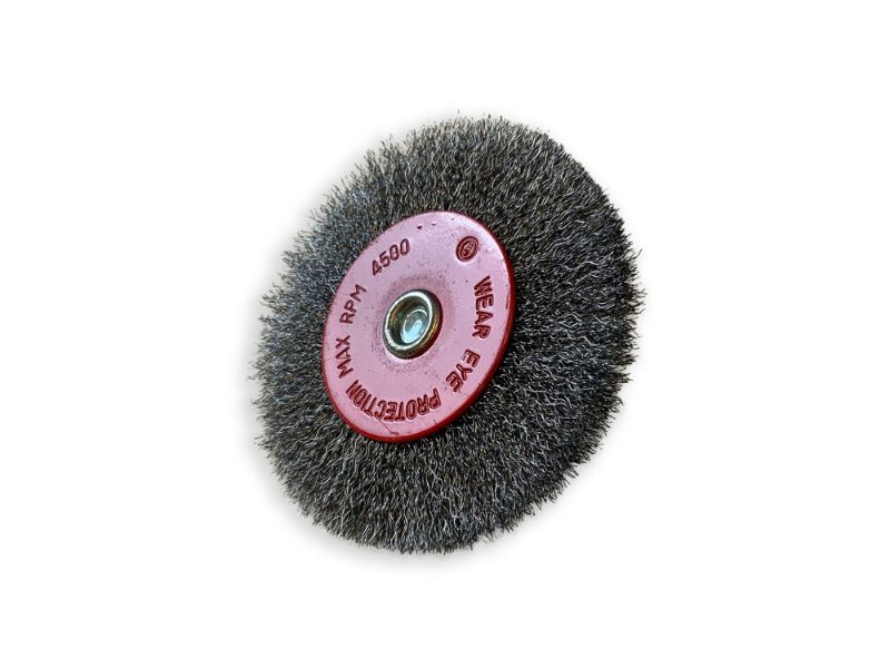Brosse circulaire métallique sur tige Ø 100 mm | Fil acier souple