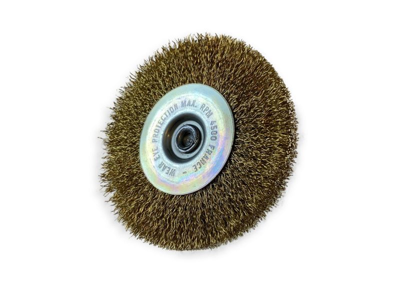 Brosse circulaire métallique sur tige Ø 100 mm | Fil laiton dur