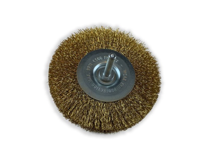 Brosse circulaire métallique sur tige Ø 100 mm | Fil laiton dur – Image 2