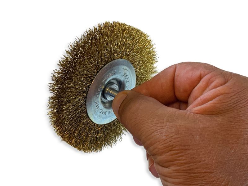 Brosse circulaire métallique sur tige Ø 100 mm | Fil laiton dur – Image 4