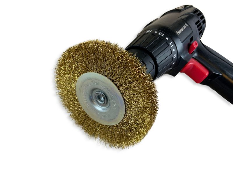 Brosse circulaire métallique sur tige Ø 100 mm | Fil laiton dur – Image 5