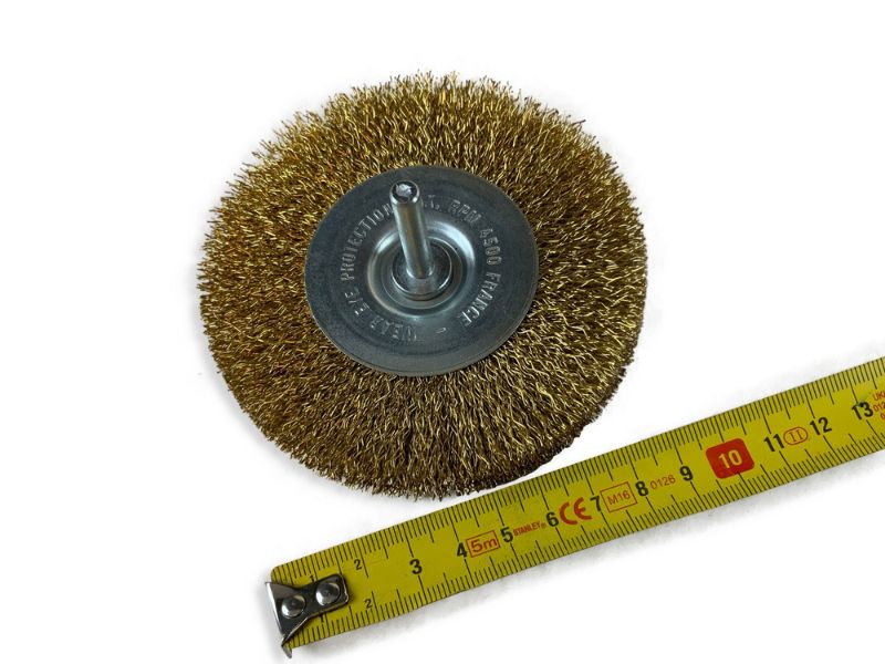 Brosse circulaire métallique sur tige Ø 100 mm | Fil laiton dur – Image 6