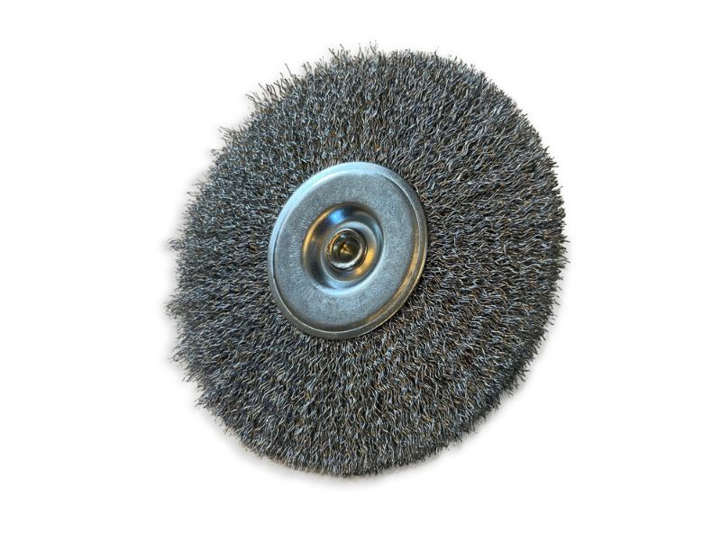 Brosse circulaire métallique sur tige Ø 125 mm | Fil acier dur