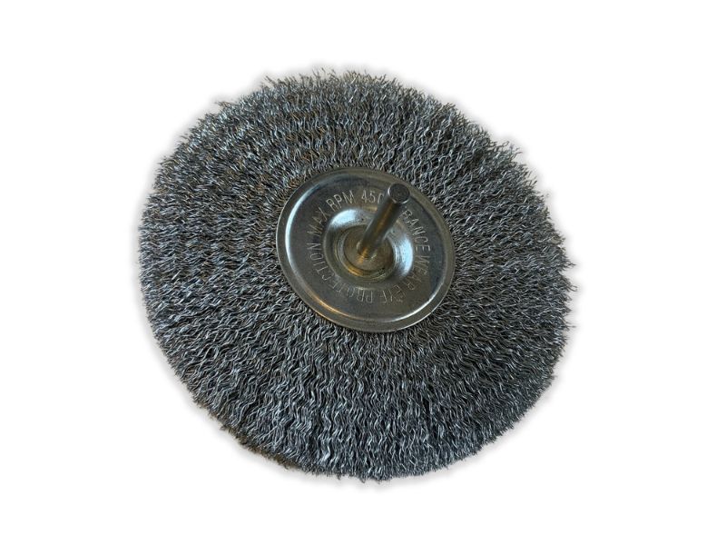 Brosse circulaire métallique sur tige Ø 125 mm | Fil acier dur – Image 2