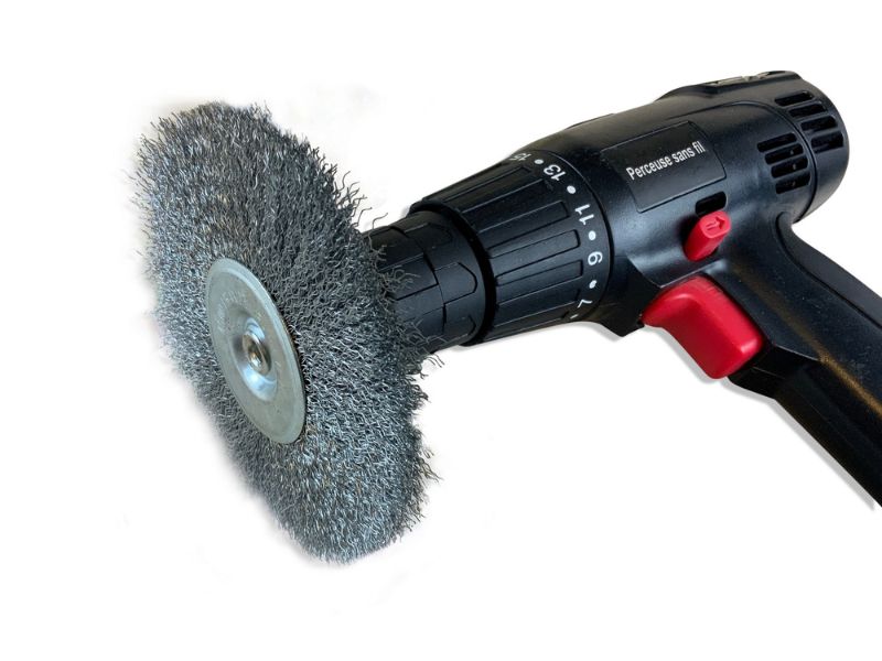 Brosse circulaire métallique sur tige Ø 125 mm | Fil acier dur – Image 5