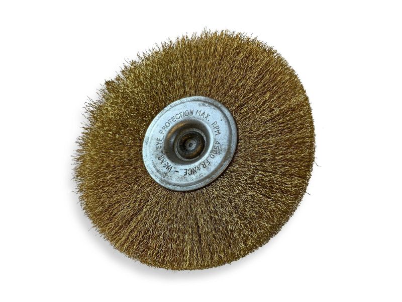Brosse circulaire métallique sur tige Ø 125 mm | Fil laiton dur