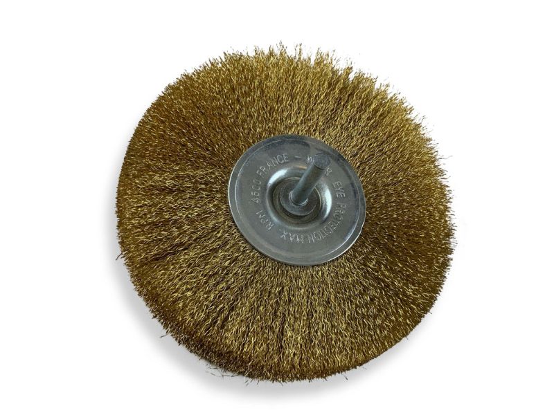 Brosse circulaire métallique sur tige Ø 125 mm | Fil laiton dur – Image 2