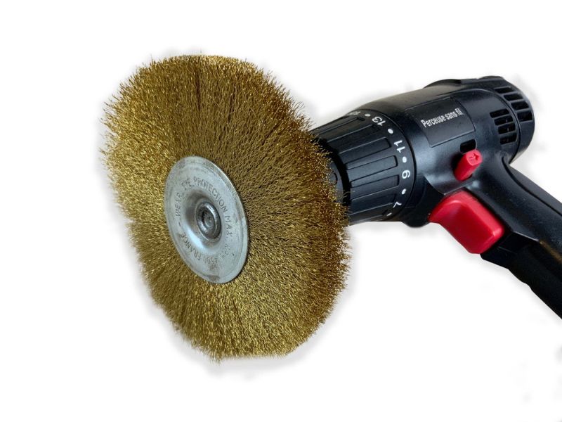 Brosse circulaire métallique sur tige Ø 125 mm | Fil laiton dur – Image 5