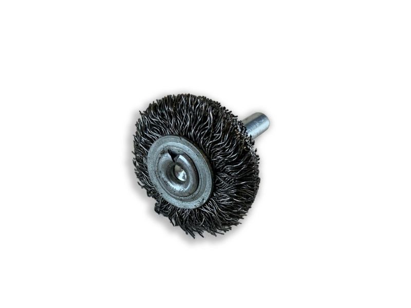 Brosse circulaire métallique sur tige Ø 30 mm | Fil acier dur