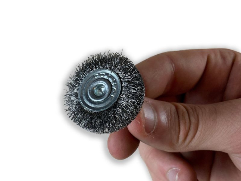 Brosse circulaire métallique sur tige Ø 30 mm | Fil acier souple – Image 4