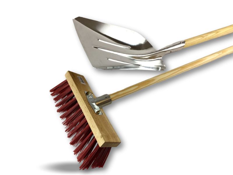 Balai de cantonnier 32 cm manché + Pelle aluminium - PVC rouge – Image 2