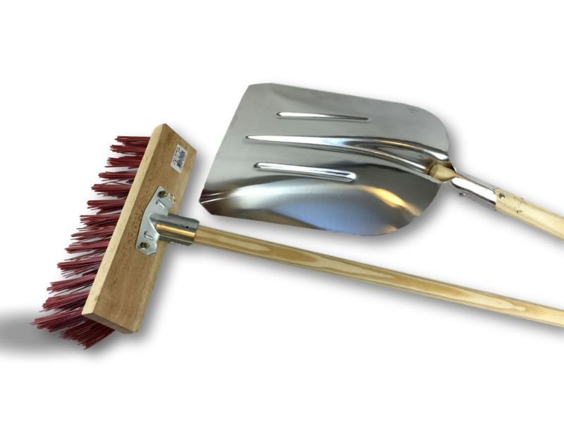 Balai de cantonnier 32 cm manché + Pelle aluminium - PVC rouge – Image 4
