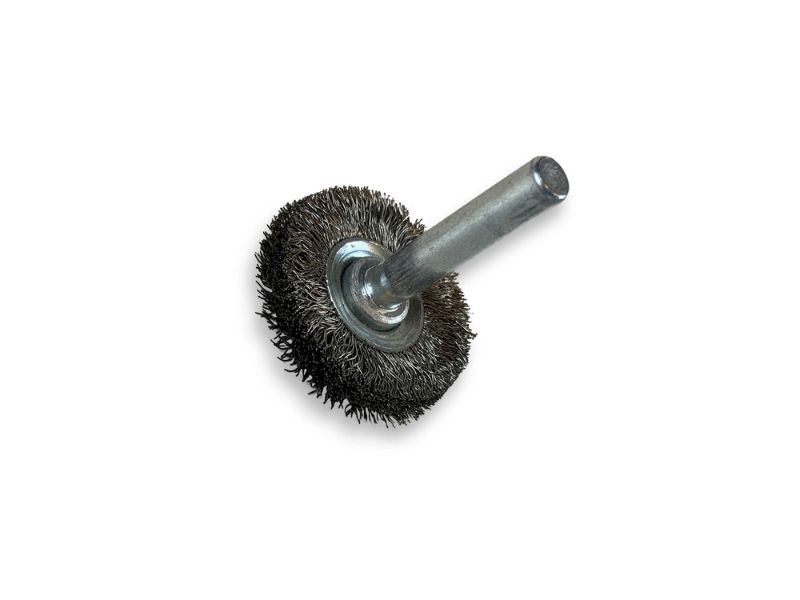 Brosse circulaire métallique sur tige Ø 30 mm | Fil inox souple – Image 2