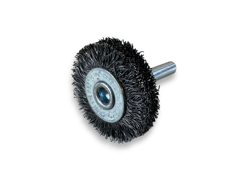 Brosse circulaire métallique sur tige Ø 38 mm | Fil acier dur