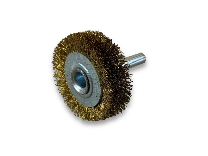 Brosse circulaire métallique sur tige Ø 38 mm | Fil laiton dur