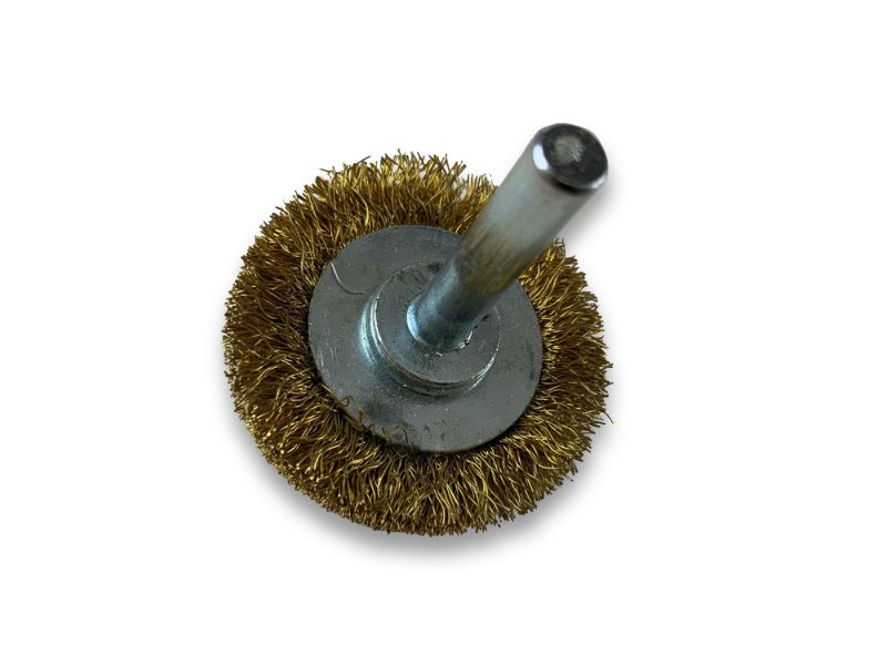 Brosse circulaire métallique sur tige Ø 38 mm | Fil laiton dur – Image 2