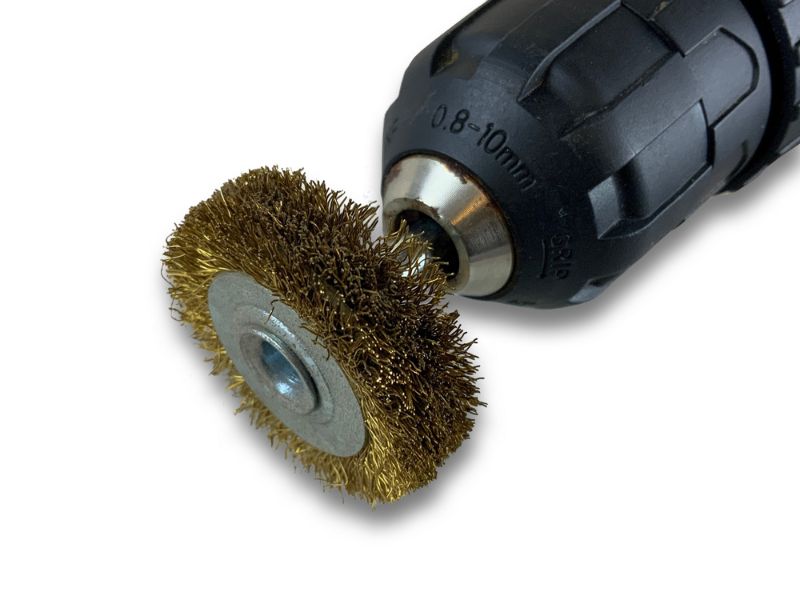 Brosse circulaire métallique sur tige Ø 38 mm | Fil laiton dur – Image 5