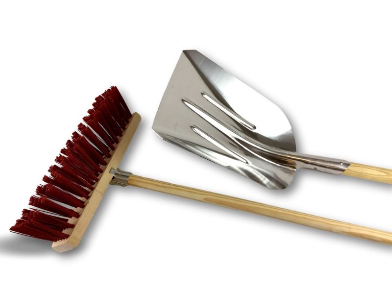 Balai de cantonnier 40 cm manché + Pelle aluminium - PVC rouge