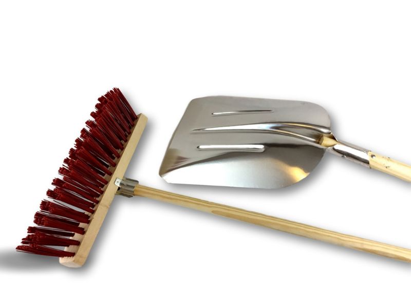 Balai de cantonnier 40 cm manché + Pelle aluminium - PVC rouge – Image 2