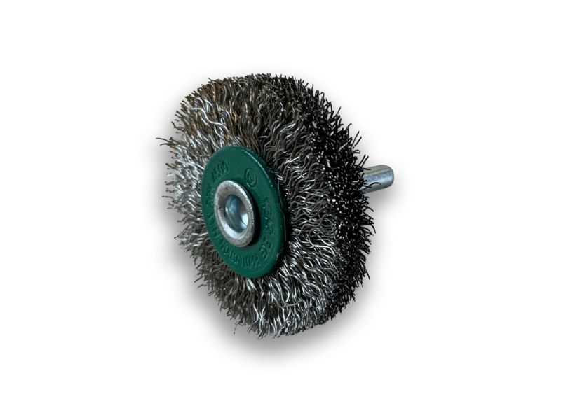 Brosse circulaire métallique sur tige Ø 50 mm | Fil inox dur