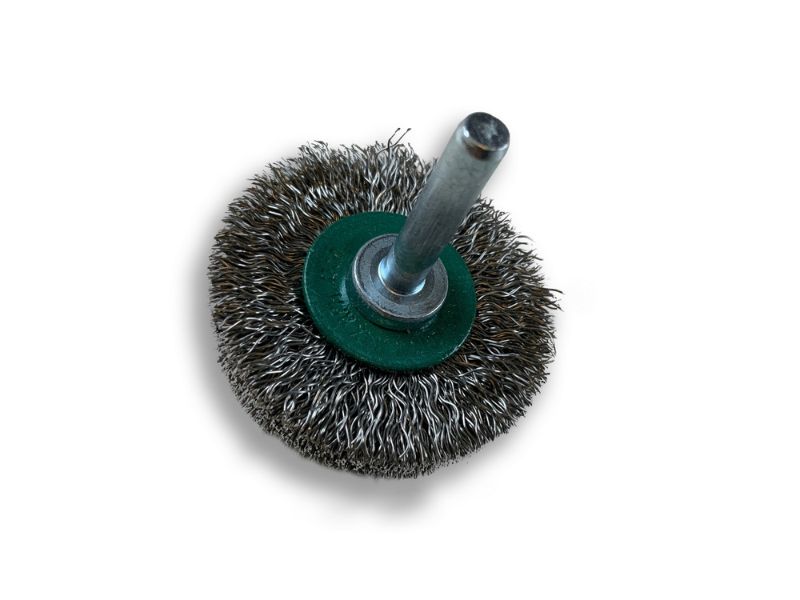 Brosse circulaire métallique sur tige Ø 50 mm | Fil inox dur – Image 2