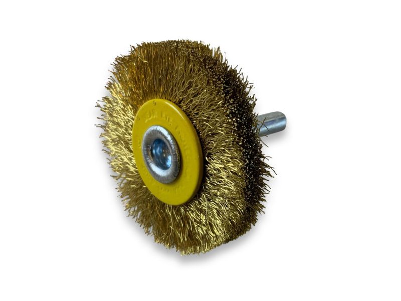 Brosse circulaire métallique sur tige Ø 50 mm | Fil laiton dur