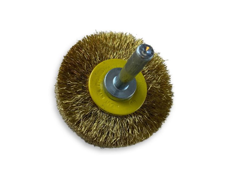 Brosse circulaire métallique sur tige Ø 50 mm | Fil laiton dur – Image 2