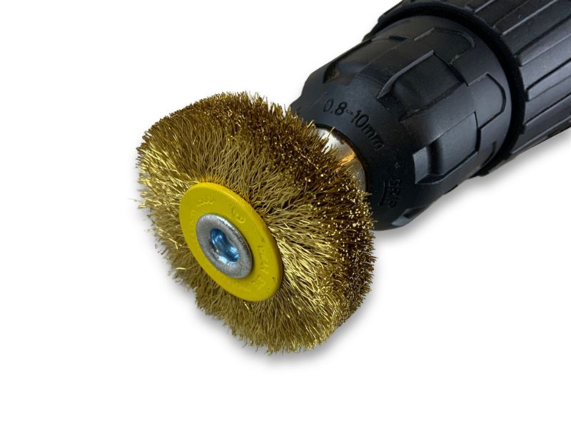 Brosse circulaire métallique sur tige Ø 50 mm | Fil laiton dur – Image 5