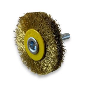 Brosse circulaire métallique sur tige Ø 50 mm | Fil laiton souple