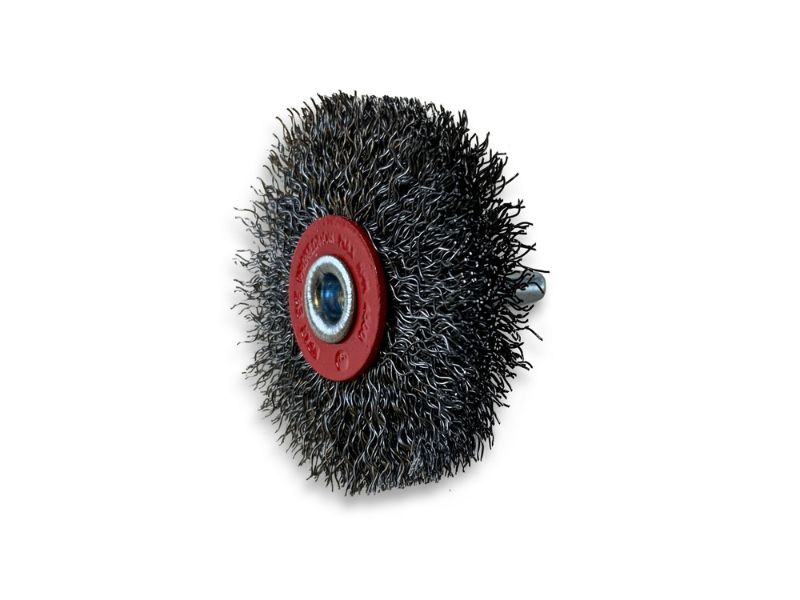 Brosse circulaire métallique sur tige Ø 60 mm | Fil acier dur