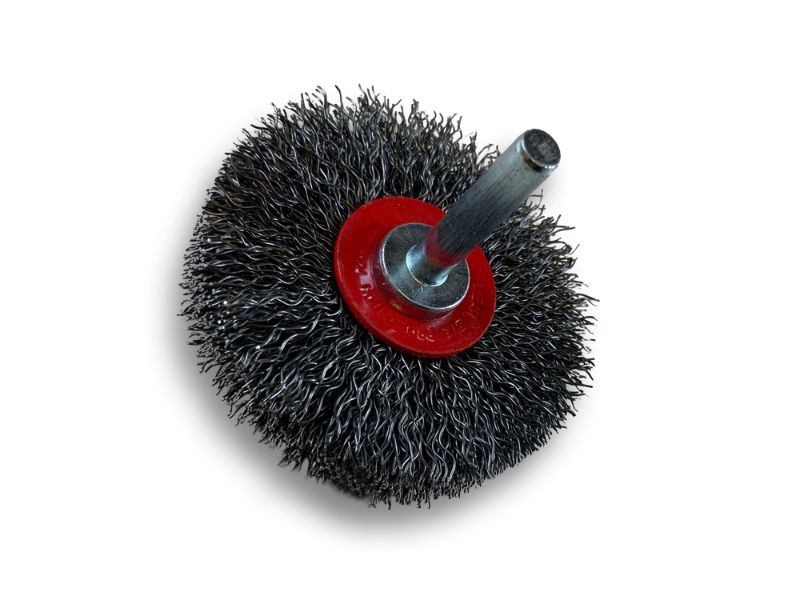 Brosse circulaire métallique sur tige Ø 60 mm | Fil acier dur – Image 2
