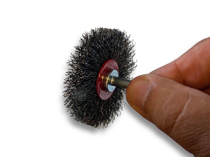 Brosse circulaire métallique sur tige Ø 60 mm | Fil acier dur – Image 3
