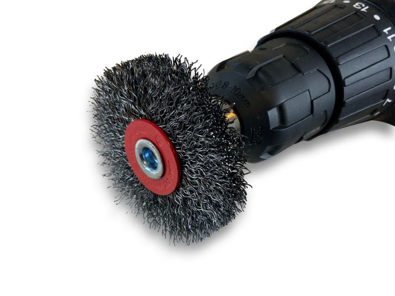 Brosse circulaire métallique sur tige Ø 60 mm | Fil acier dur – Image 5