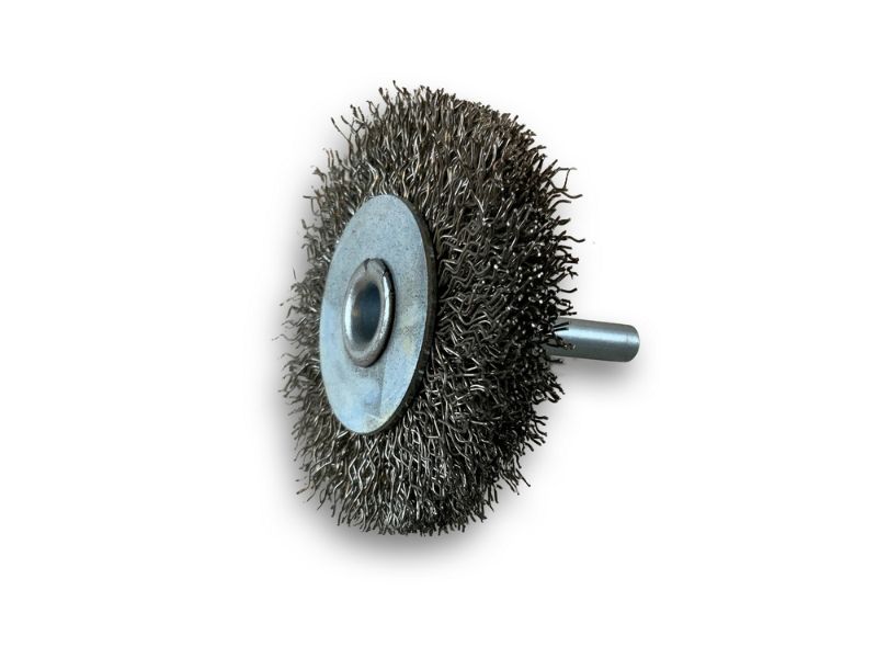Brosse circulaire métallique sur tige Ø 60 mm | Fil inox dur