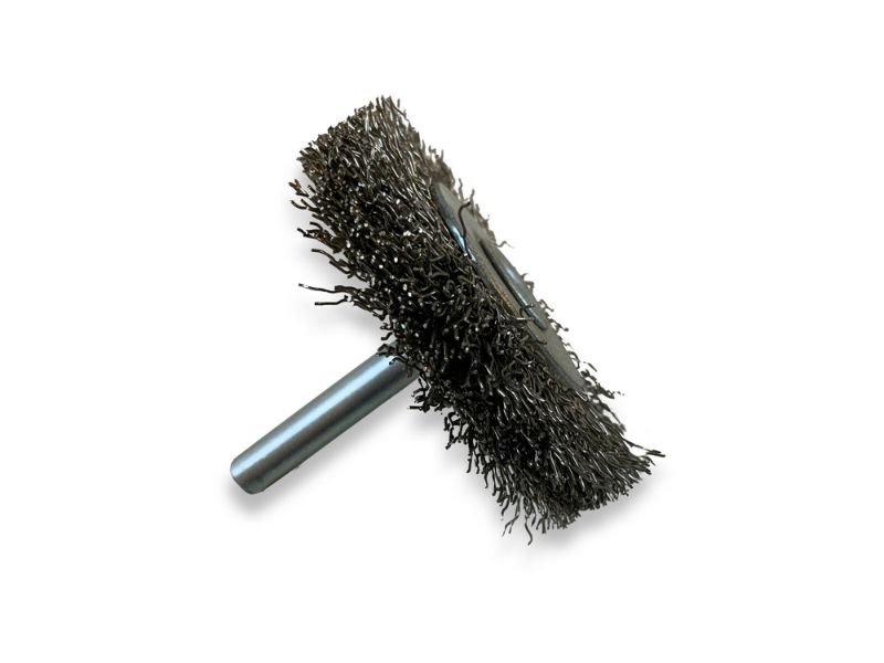 Brosse circulaire métallique sur tige Ø 60 mm | Fil inox dur – Image 3