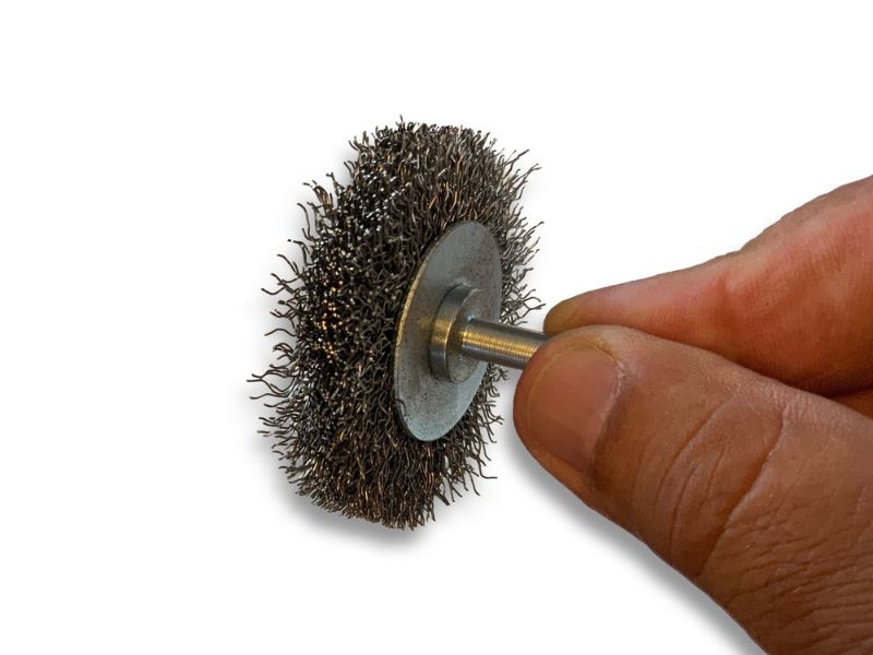 Brosse circulaire métallique sur tige Ø 60 mm | Fil inox dur – Image 4