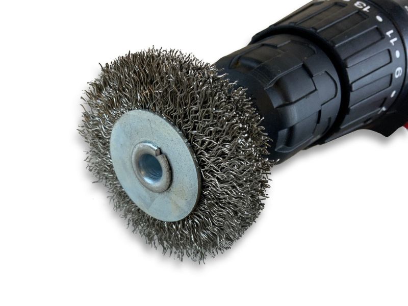 Brosse circulaire métallique sur tige Ø 60 mm | Fil inox dur – Image 5