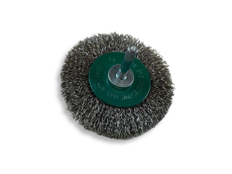 Brosse circulaire métallique sur tige Ø 75 mm | Fil inox dur – Image 2