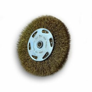Brosse circulaire métallique sur tige Ø 75 mm | Fil laiton souple