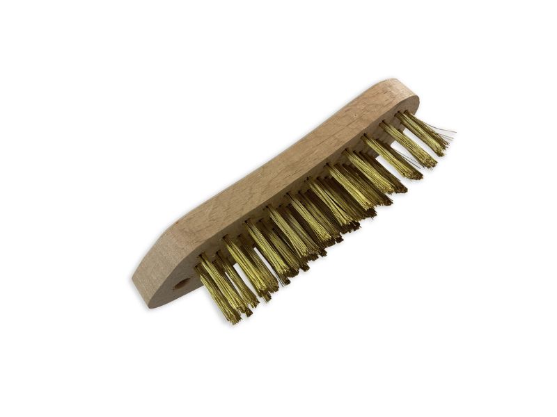 Brosse métallique à main type violon | Fil laiton ou inox rond lisse sur 5 rangs